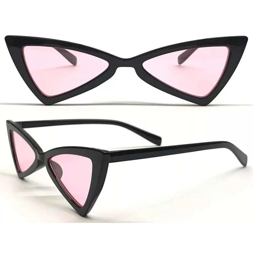 Cat Eye Sunglasses Pink Lens Fashion Trendy Funky Party Glasses UV400 Protection